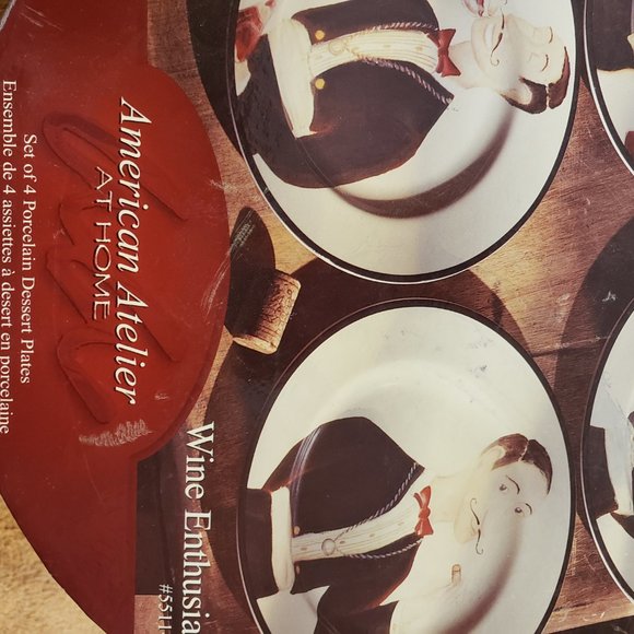 4 Salad Dessert Plates "Wine Enthusiast" - Picture 2 of 8